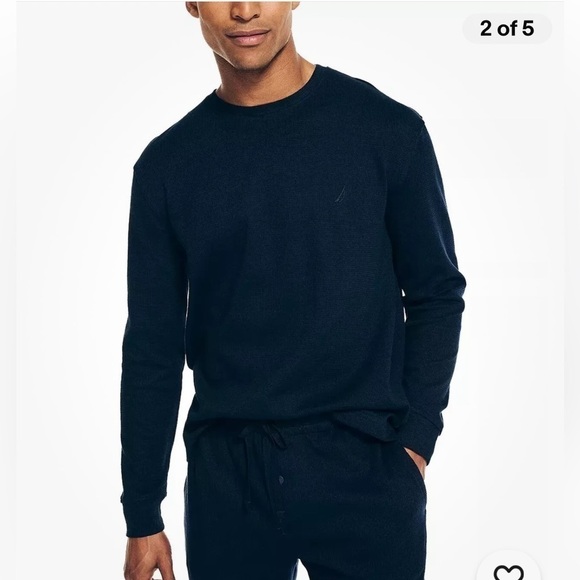 Nautica Mens Waffle Knit Thermal Pajama Set Navy Blue M pajamas set - Picture 7 of 12